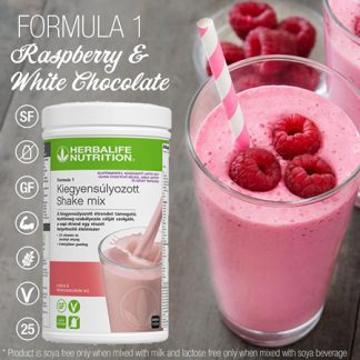 Formula 1 Tápláló Shake italpor Málna-Fehércsoki - Glutén-, Szója-, Laktózmentes, Vegán